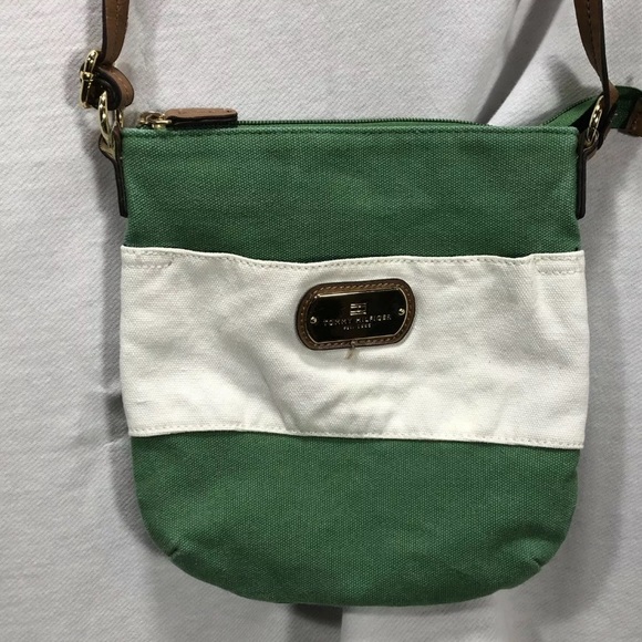 Tommy Hilfiger Cross Body Purse bag Cloth Leather